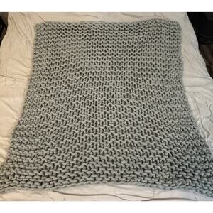 GRANDINROAD ADELINE LIGHT GRAY CHUNKY (1) THROW BLANKET 50 X 60 POLY/ACRYLIC